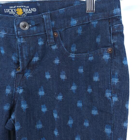 Lucky Brand SW Aztec Boho Chic Maximalist Charlie Skinny Ikat Mid Rise Dark 6/28 - Picture 5 of 14